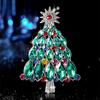 2023 New Green Crystal Embedding Fashion Christmas Tree Brooch Pins Charm Rhinestone Brooches for Women Man Unisex Jewelry Gifts