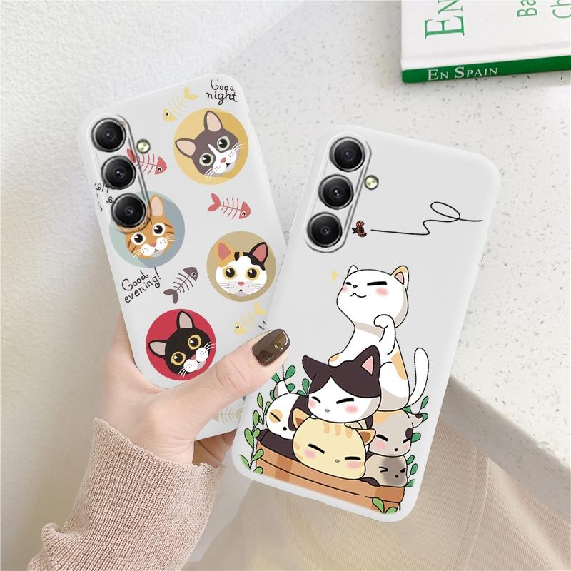 Мягкий силиконовый чехол с рисунком кота для Xiaomi Redmi Note 13 Pro 13C Samsung A55 M35 S24 iPhone 15 Huawei Honor Realme Camera Защитный противоударный чехол