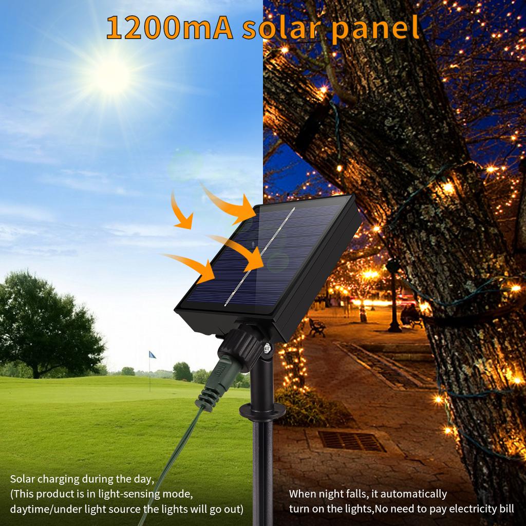 100M Large Solar Panel Led String Light Outdoor Fast Charge Fairy Lights 8 Modes Waterproof Christmas Wedding Party Garden Decor