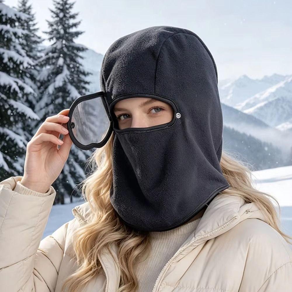 Windproof Fleece Balaclava Hat Warm Mask Hood Beanies Fashion Winter Cycling Goggles Hood Autumn