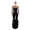 Women's New Fashion Sexy Bustier Solid Colour Pressed Pleated Lace Jumpsuit Female