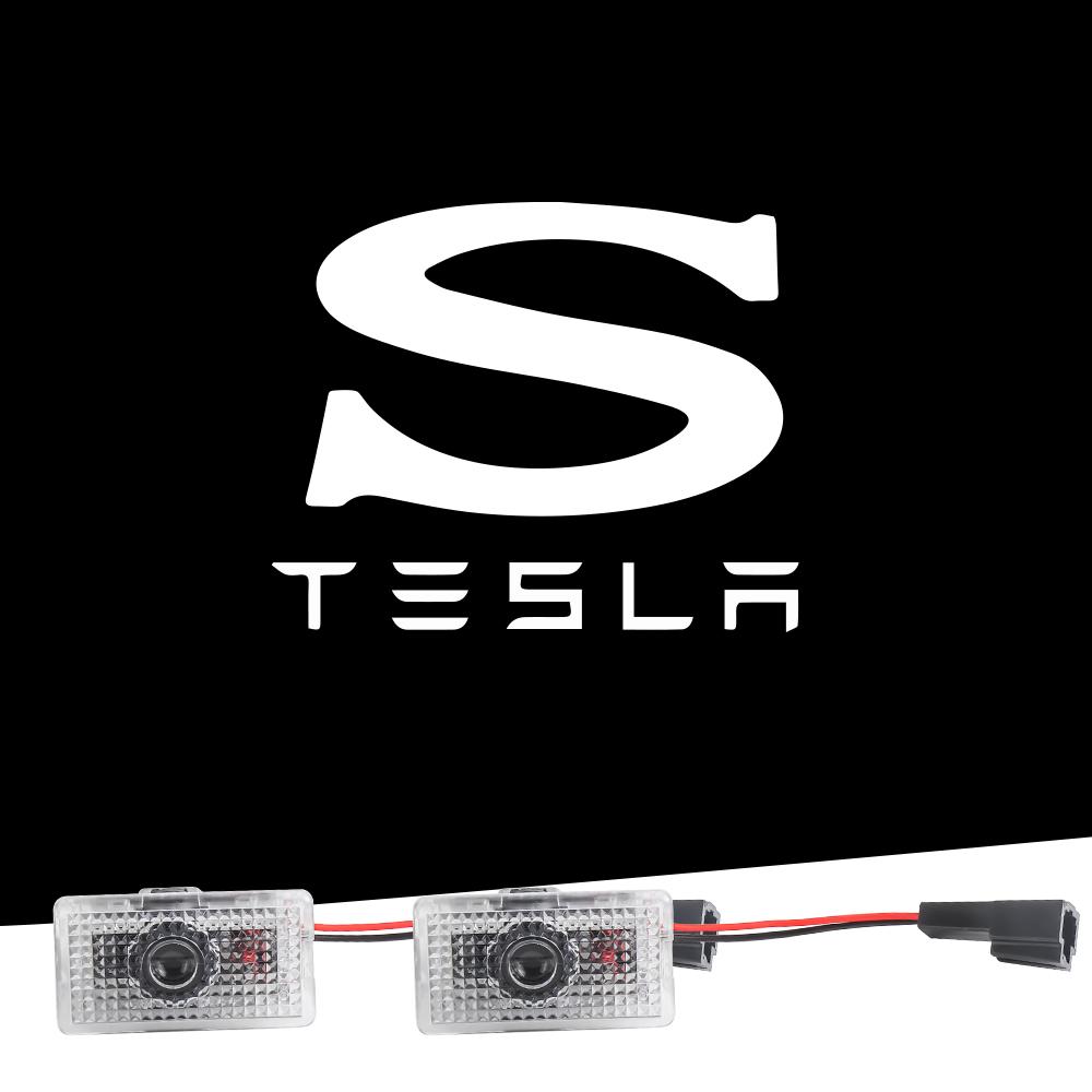 ZQEZ5 For Tesla Model Y 3 S X Car Door LED Logo Projector puddle lights HD Welcome Light 3D Laser Ghost Shadow Light Model 3