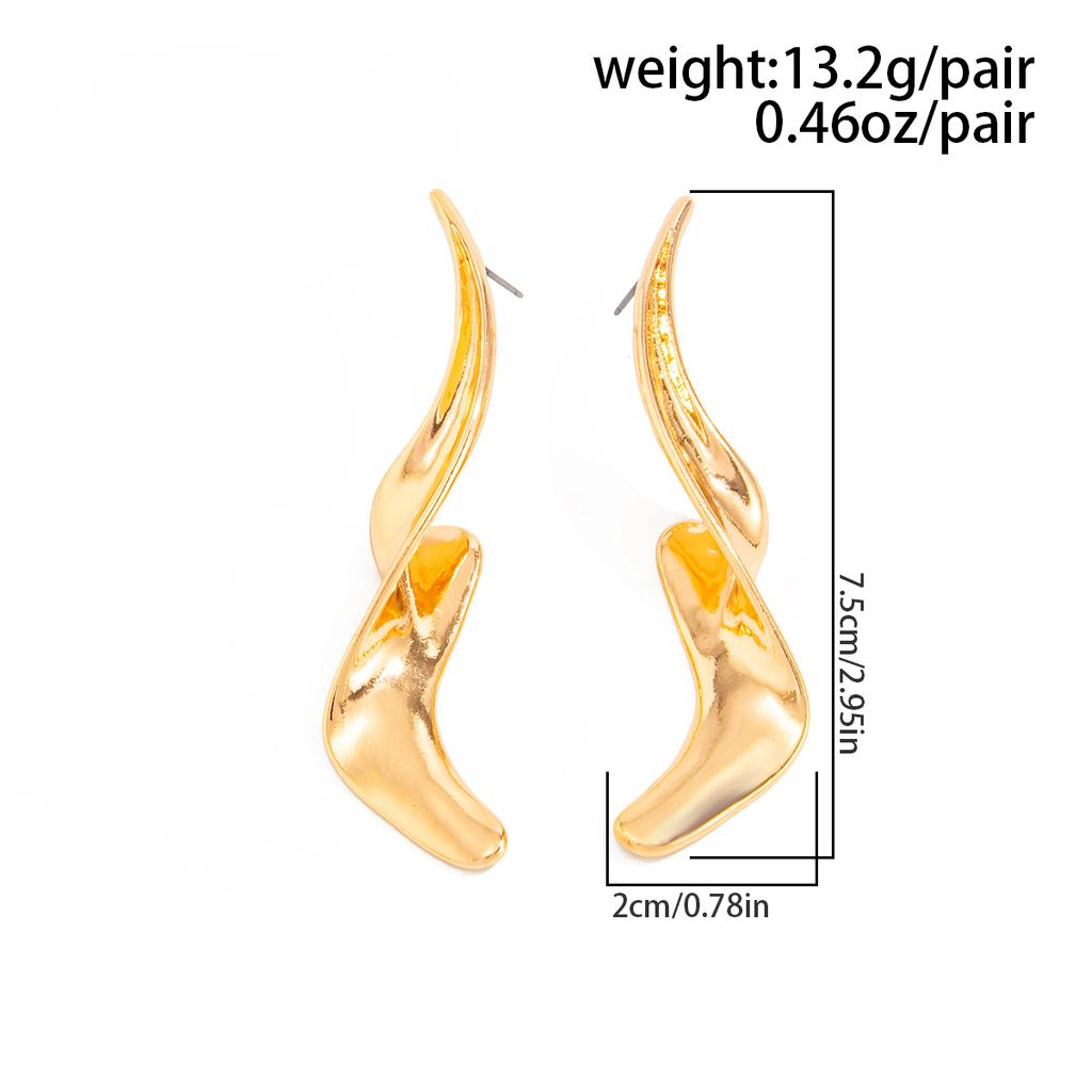 Ingemark Trendy Simple Irregular Spiral Metal Stud Earrings Women Trendy Creative Geometric  Pierced Earring New Year Jewelry