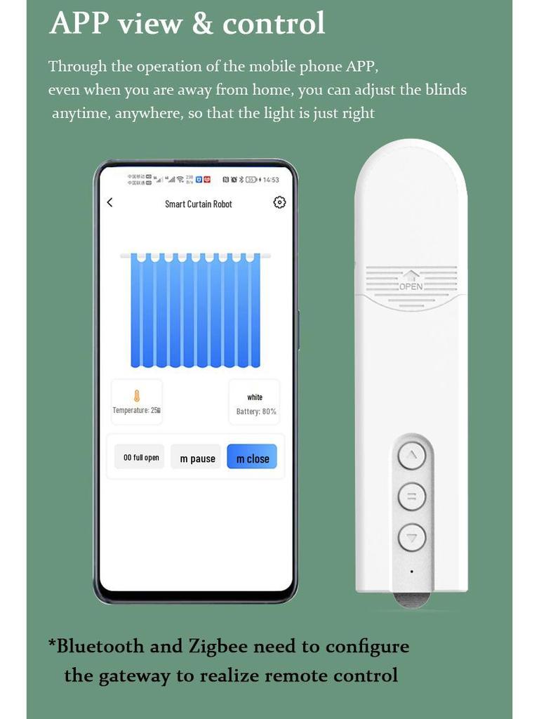Умный электропривод для штор ZigBee с пультом и управлением через приложение