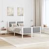 Bed Frame in White and Light Grey 120 x 190 cm Solid Pine Wood