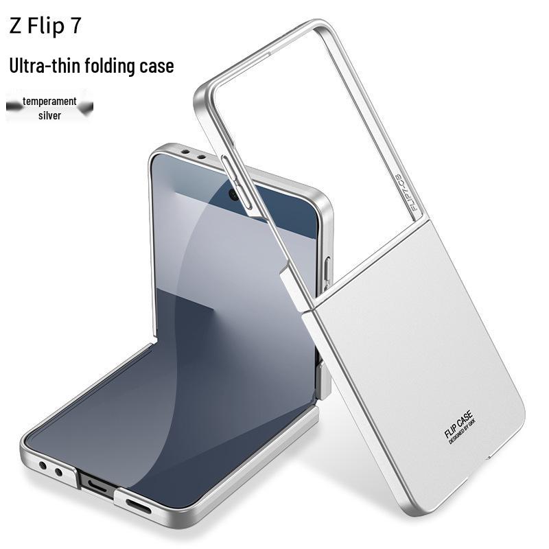 GKK Однотонный противоударный ПК-чехол для Samsung Z Flip7 - Большое окно, Ощущение кожи, Трансграничный, Защита складного экрана