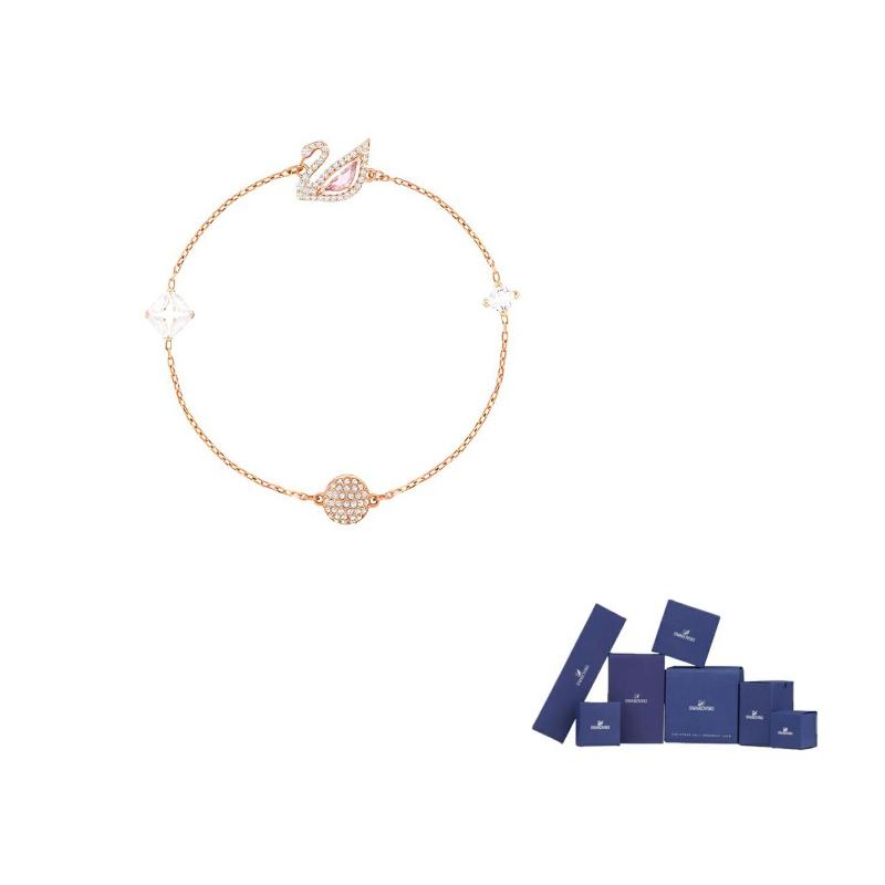 Swarovski Женский сияющий браслет "Лебедь" Золотой