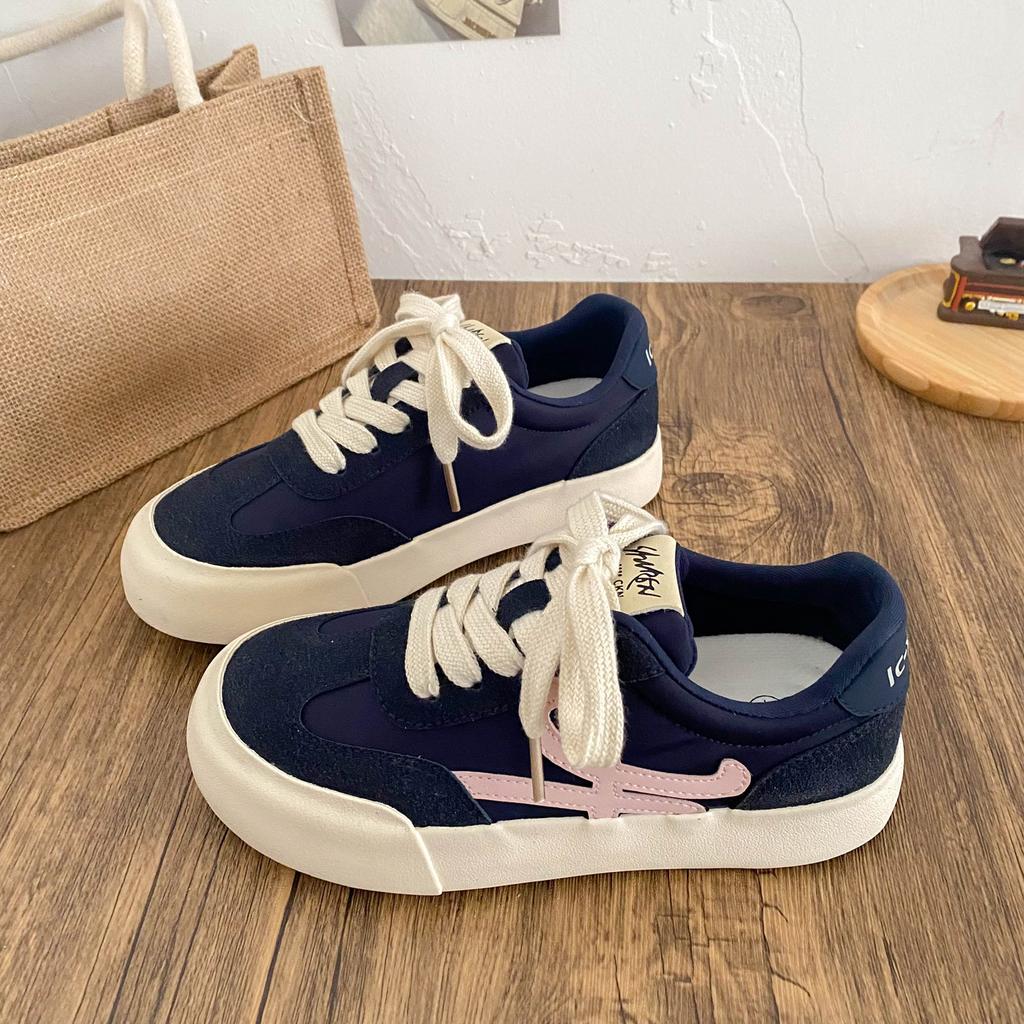 6608 латексная стелька/ретро стиль Гонконга круглый носок немецкие тренировочные туфли женские туфли 2025 новые кеды маленькие белые туфли универсальные модели