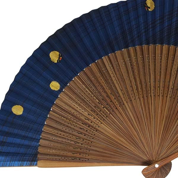 Painted Made In Karaki Medium Large and Short Navy Pearl Firefly Fan, High-quality Fan, Scented, Japan, Carving, Fabric, Fabric, 22.5cm