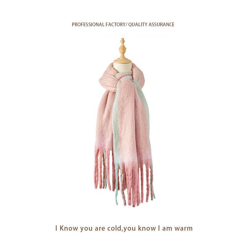 2024 Women's Mohair Thickened Scarf - Autumn/Winter Korean Style High-End Shawl
