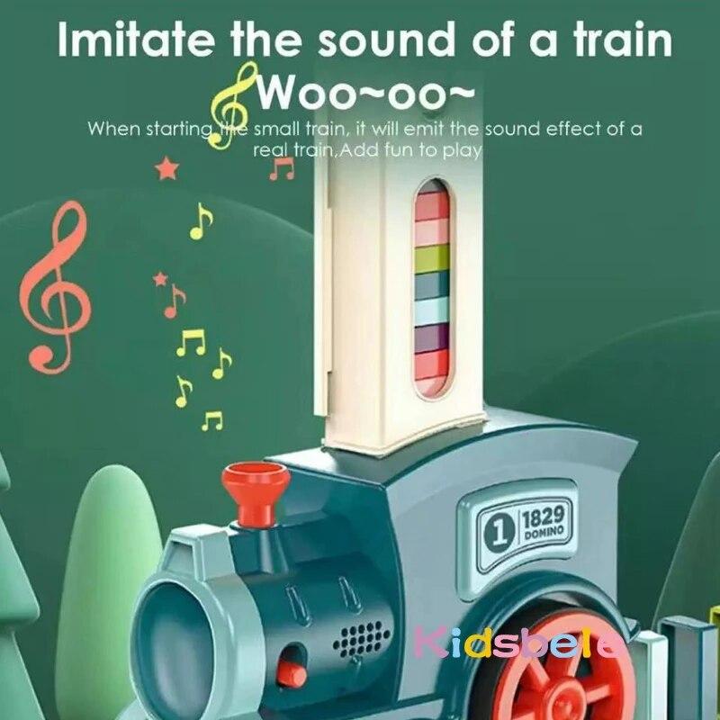 Детский электрический поезд-домино, набор автомобилей, звук и свет, автоматическая укладка домино, кирпичные блоки, игра, образовательный рождественский подарок, детская игрушка