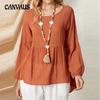 Summer Women's Plus Size Doll Shirt Loose Top Lantern Sleeve Faux Blouse