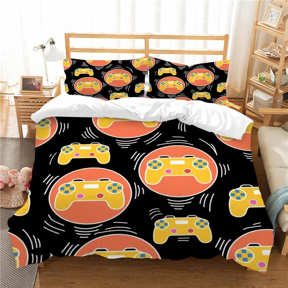 Постельное белье с игровой ручкой и принтом, набор пододеяльников, крутой домашний текстиль, детское постельное белье, комплект королевских размеров, стеганый чехол