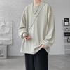 Autumn and Winter Men's Loose Fashion Striped Long-sleeved T-shirt Japanese Versatile Handsome Rotator Sleeve Sweater