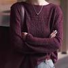 Fashionable High-end Magenta Pullover Hollow Out Knit Top Plus Size Versatile Spring Top
