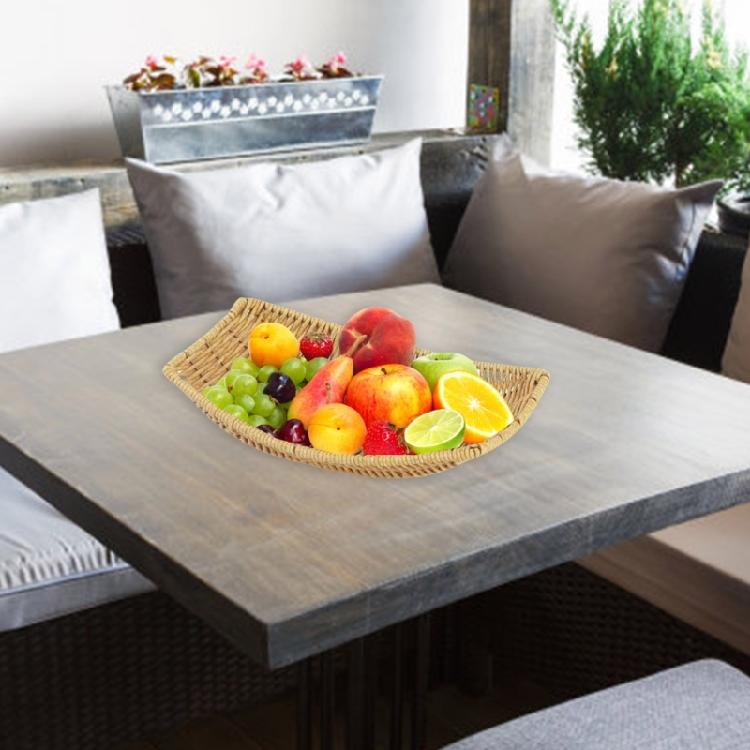 2 шт. Плетеная корзина для фруктов из искусственного ротанга, многофункциональная тарелка для хранения закусок в форме лодки, плетеная подставка для овощей