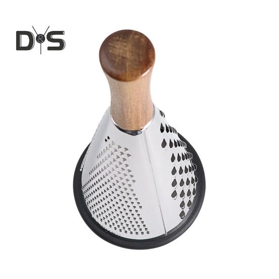 Конусная терка для сыра из нержавеющей стали с деревянной ручкой, 3-сторонняя терка для овощей, сыра, шоколада, овощей, кухонная терка для пармезана
