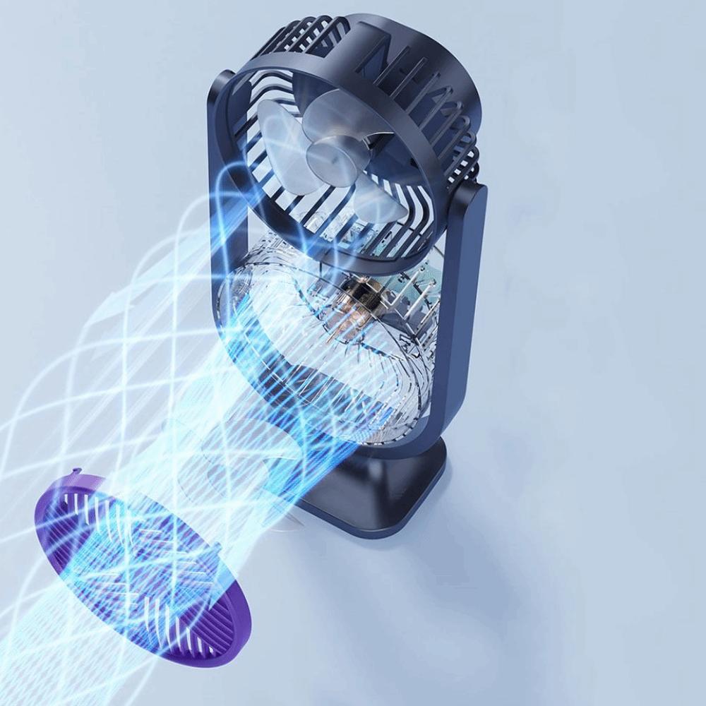 5 Gear Double Head Desk Fan USB Rechargeable Table Cooling Clip Fan  Office Desktop
