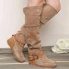 Fashion Vintage Women Boot Casual Knee Boots Women High-heeled Shoes Thermal Overshoes High Boot Zapatos Mujer Sapato 2024