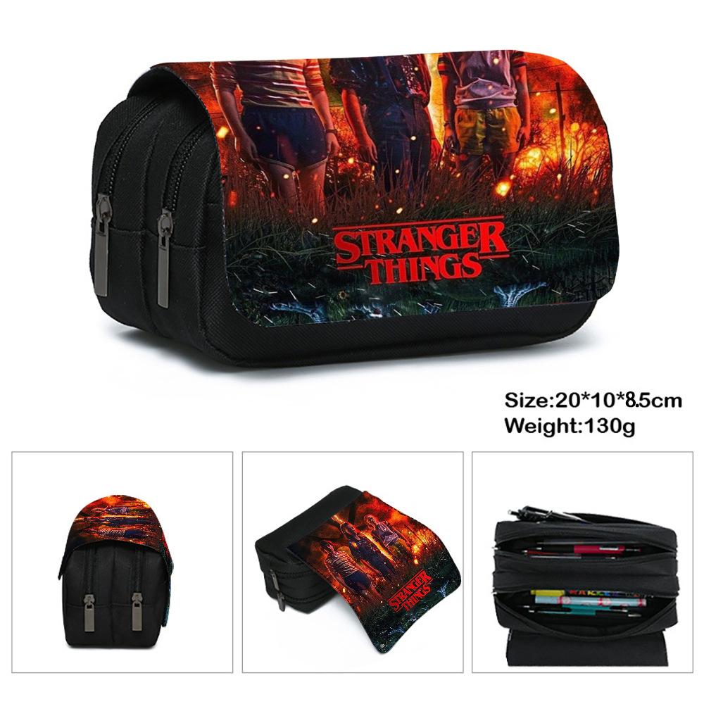 Пенал Stranger Things 5, Большая вместимость, Многослойное хранение, Износостойкая Оксфордская ткань, Школьная сумка для канцелярских принадлежностей