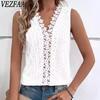 Women's Fashion Casual Summer Spring Solid Color Print Sleeveless V-Neck Blouses & Shirts