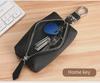 Men's Genuine Leather Car Key Bag with Zipper - Top Layer Cowhide Key Cover and Household Keychain