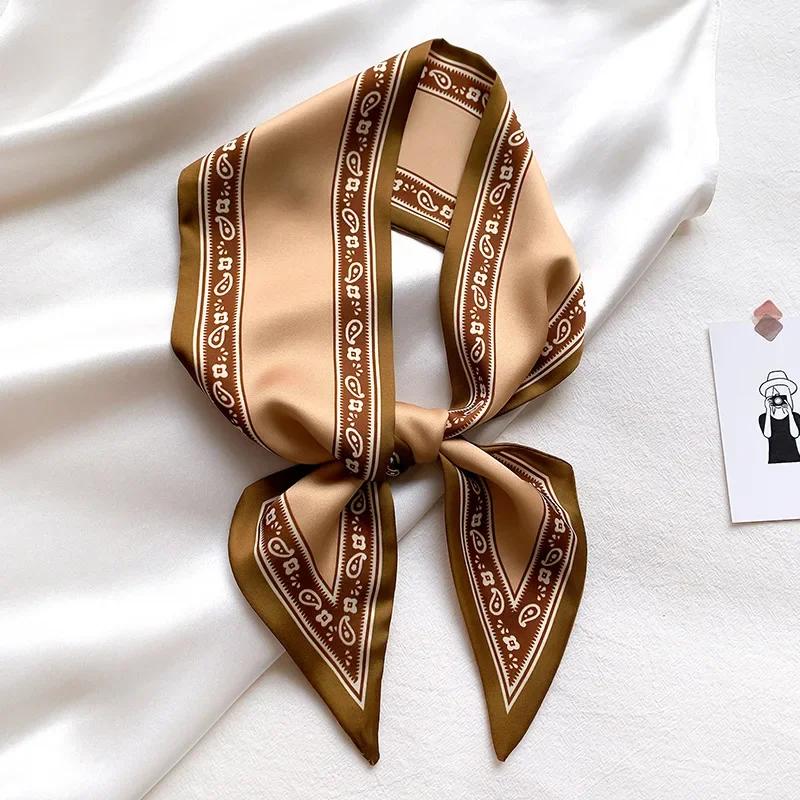 Модный принт шарф с лентой для волос, женский шейный галстук, сумка, шарфы, атласные шелковые узкие платки, женские платки с цветочными полосами, новинка 2022 года