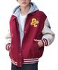 WEGO Melton Patch Stadium Street Loose Oversized Size Wine Men's Jacket, Unisex, Style, Fit, Silhouette, Fall/Winter Clothing, Gift, L,