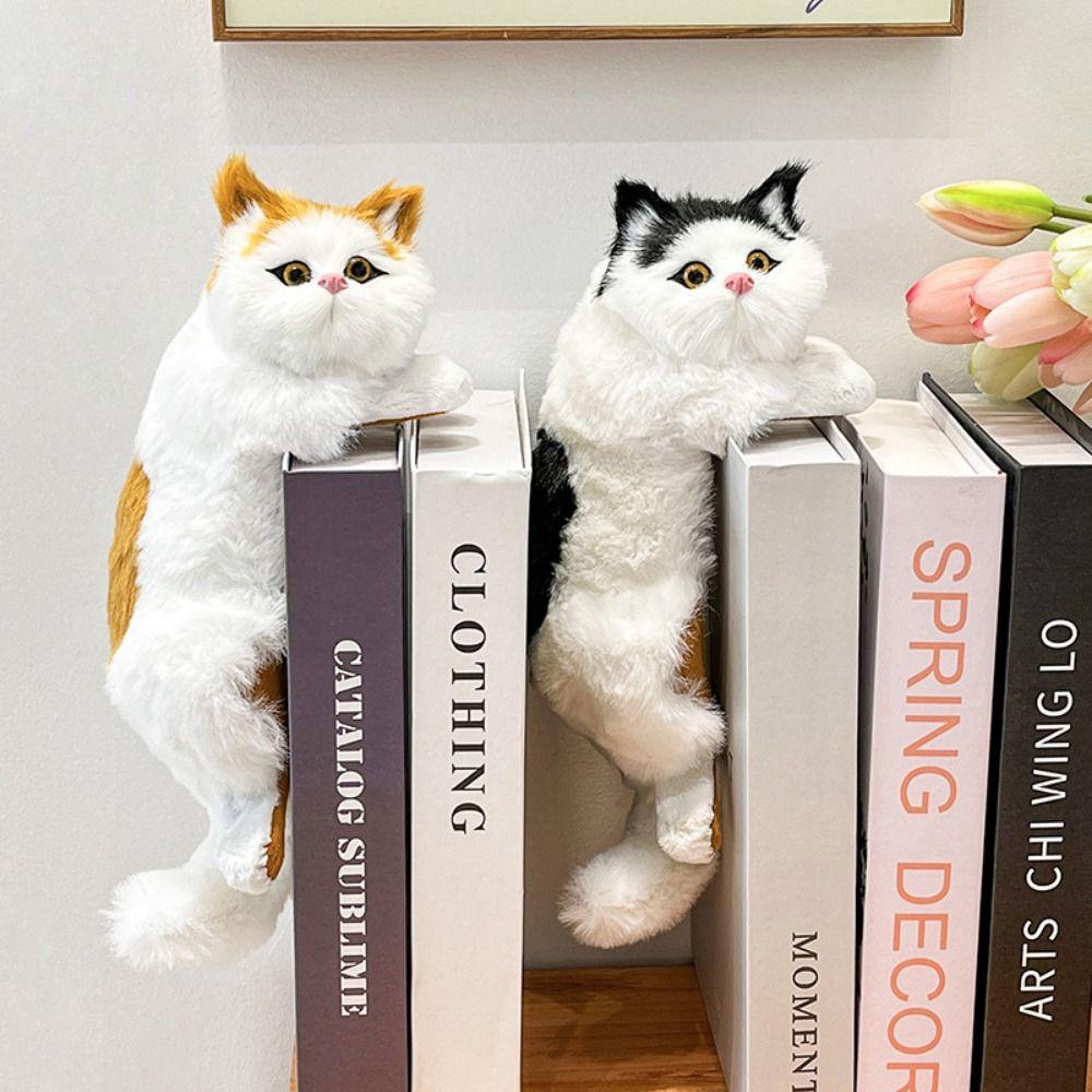 Decoration Realistic Cat Stuffed Doll Furry Hanging Lifelike Cat Plush Toy Crafts