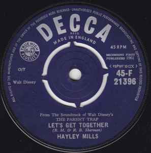 7inch Record HAYLEY MILLS - Let's Get Together 45F21396 Decca 1961 UK Pop Used
