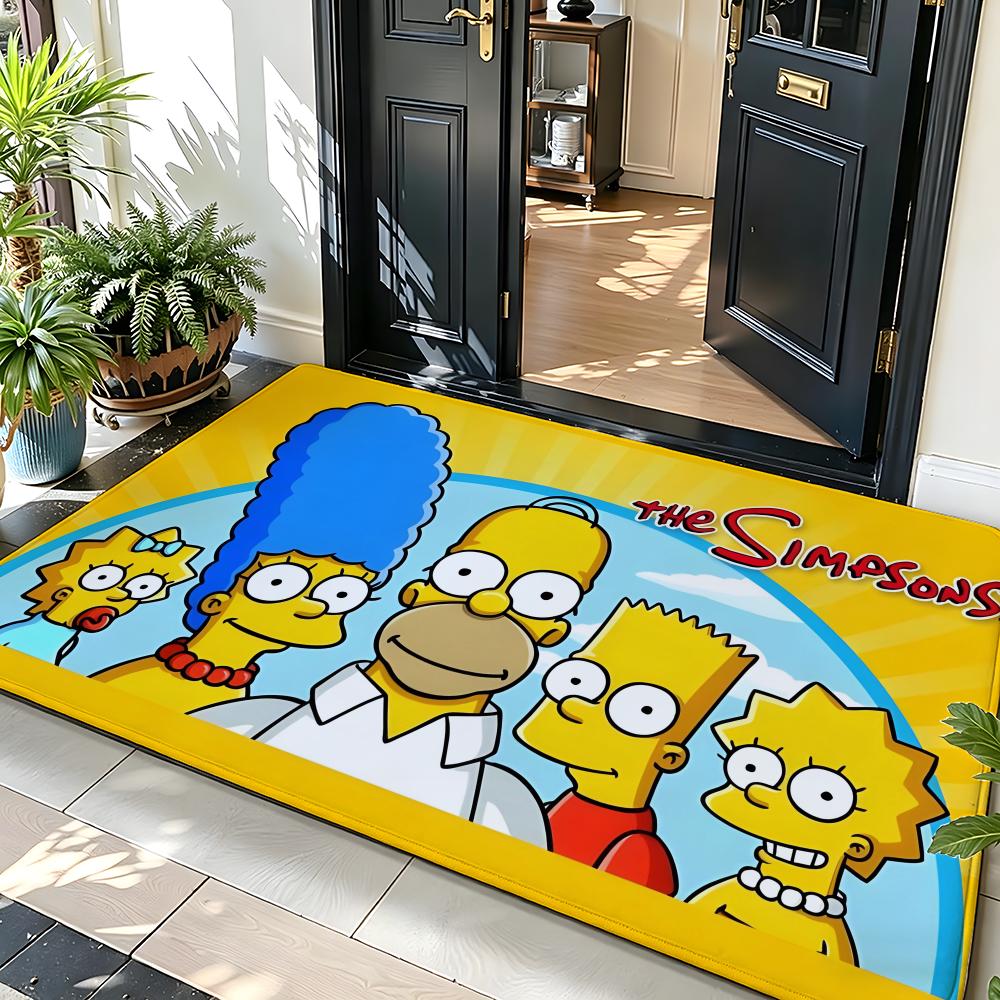 cartoon T-The S-Simpsons Floor Mat Soft Flannel Floor Mat Suitable for Entryways, Living Rooms, Bedrooms, and Bathrooms
