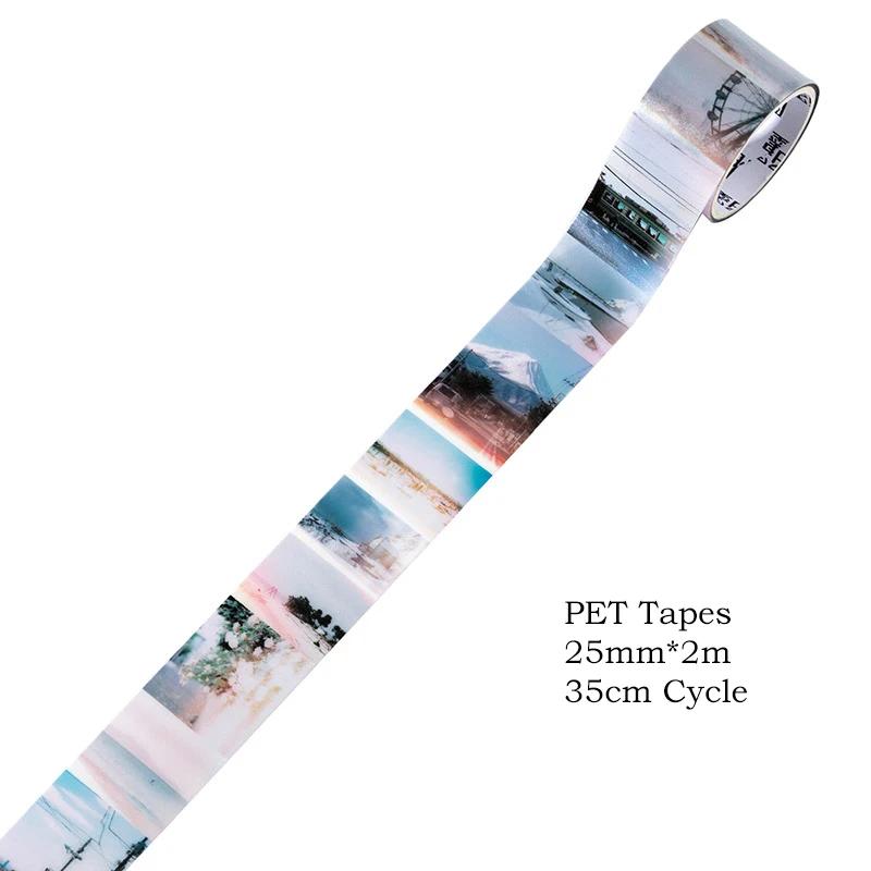 25mm*2m Retro Film Theme PET Tapes DIY Scrapbooking Collage Stationery Decor Journalling Materials Adhesive Tapes