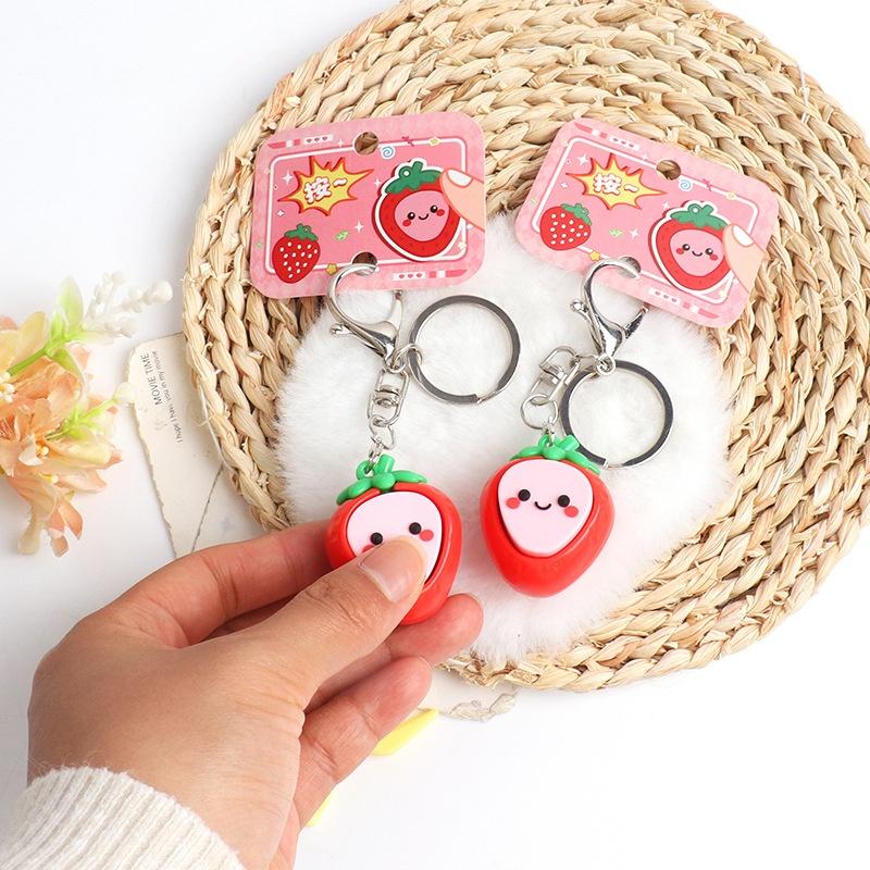 Kawaii 3D Strawberry Keychain Cute Fruit Key Ring 1Pcs Fashion Bag Pendant Charm for Teen Girls Backpack Decor