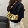 Блестящая сумка-пельмень Модная и элегантная плиссированная сумка на одно плечо Ручная сумка-подмышка