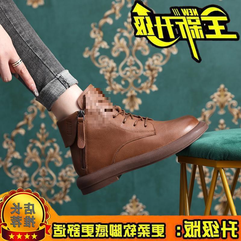 Новые осенне-зимние повседневные красные синие женские ботинки Martin с мягкой подошвой и плоским дном короткие ботинки из коровьей кожи с круглым носком ботинки в стиле ретро модные повседневные