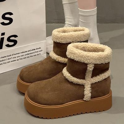 Женские зимние ботинки из меха, плоская платформа, замшевые хлопковые туфли, дизайнерские спортивные ботильоны, модные повседневные удобные зимние женские ботинки