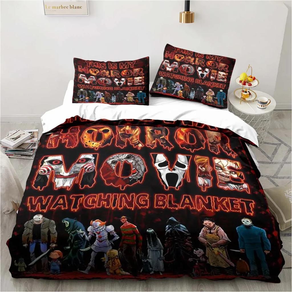 Horror Movie Cover Digital Print Polyester Bedding Sets Child Kids Covers Boys Bed Linen Set For Teens King Size Bedding Set