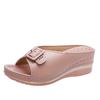 New Buckle Wedges Slippers Women Summer Hollow Out Thick Bottom Beach Shoes Ladies Plus Size 43 Light Chunky Heels Flip Flops
