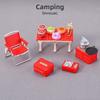 Mini Camping Picnic Set Multicolors Folding Chair  Doll House Accessories