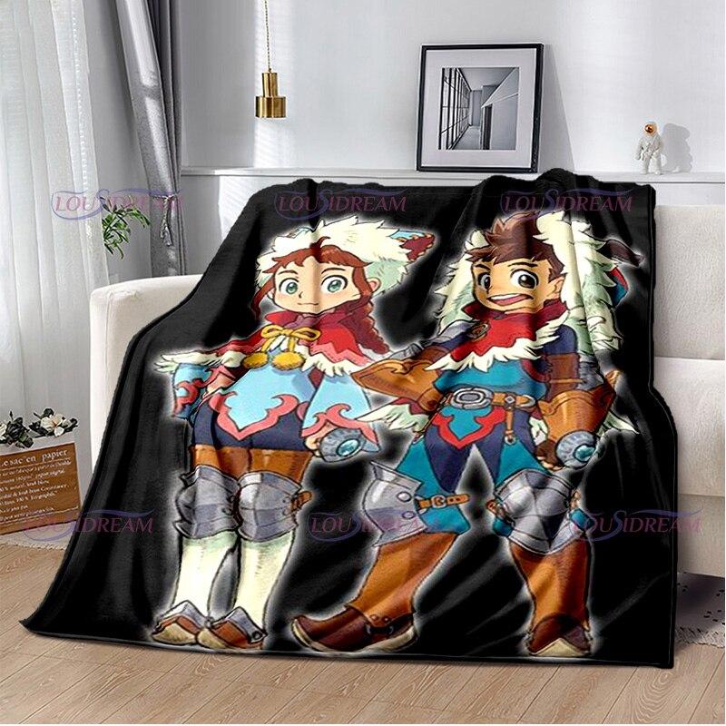 Monster Hunter Stories Soft Flannel Blanket Cartoon Blanket for All Seasons Warm Cozy Fluffy Blanket for Sofa Bed Living Room