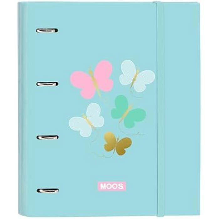 Папка Safta Moos Butterflies на 4 кольцах 35 см с 100 листами A4, идеально подходит для детей разного возраста, удобная и