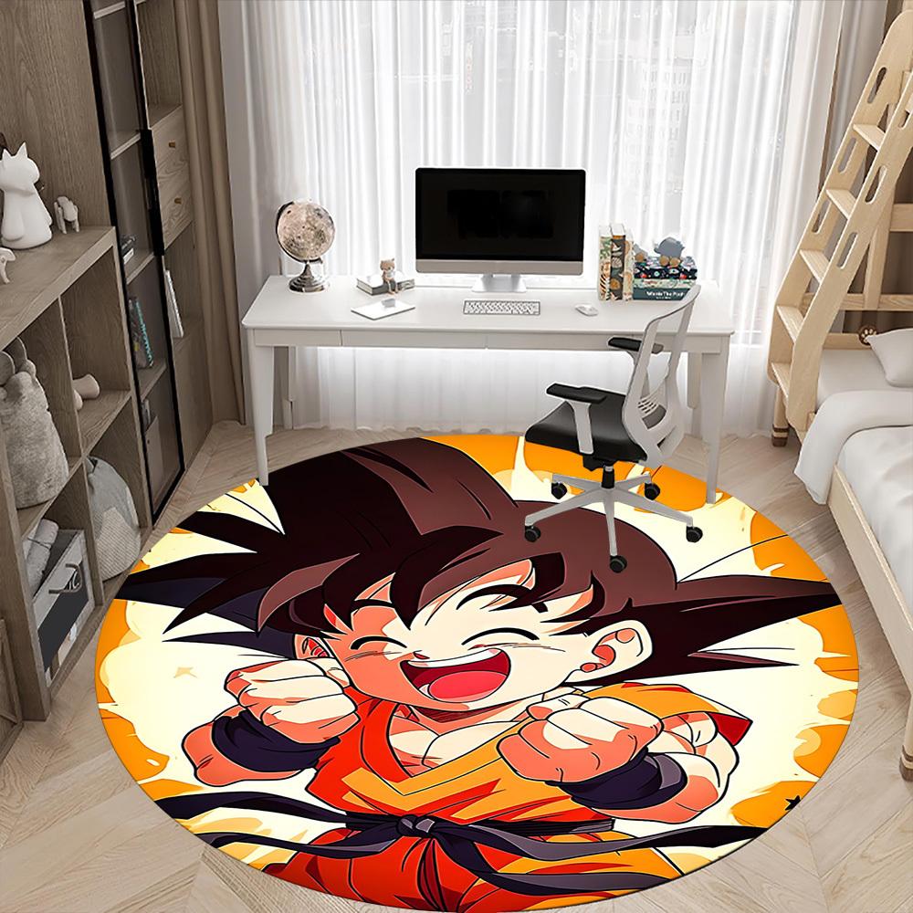 1pc Dragon Ball Goku Power Office Round Area Rug, Under Office Chairs Bedroom Living Room Home Decor, Available in Various Sizes