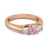 Pink CZ Round Three Stone Women Wedding Ring  - 925 Sterling Silver Rose Gold Vermeil