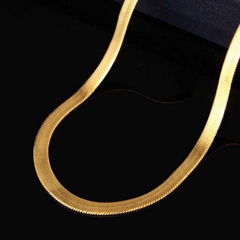 Fashion Men Women 18K Gold Plated Snake Chain Choker Necklace Bracelet Jewelry Set