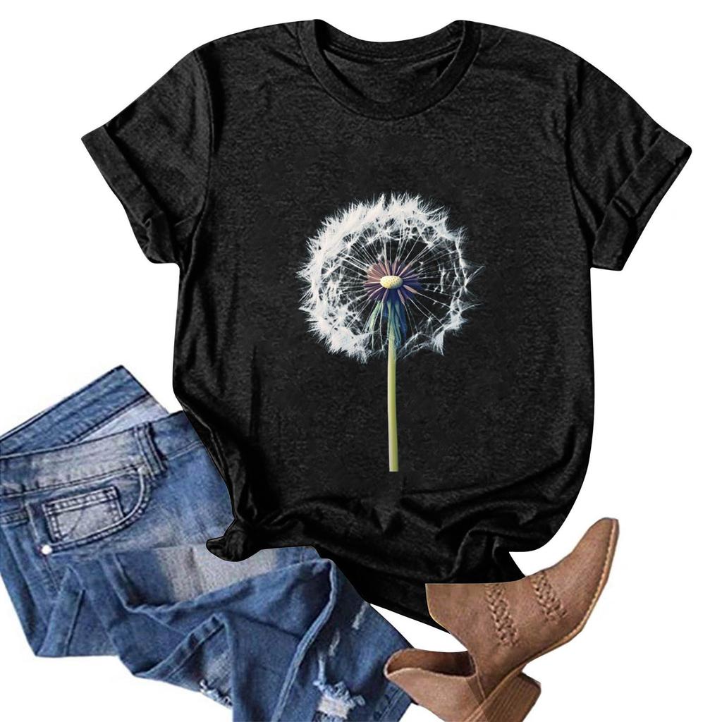 Женская модная повседневная футболка с круглым вырезом и принтом, пуловер с короткими рукавами, топ