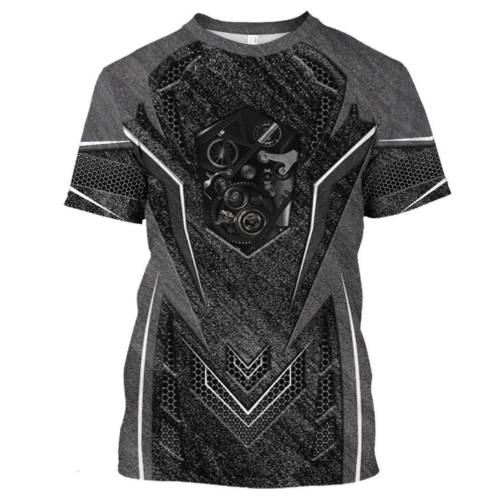 Personalized Design Mechanic Pattern 3D Printing Men's Street Round Neck Short Sleeved T-shirt