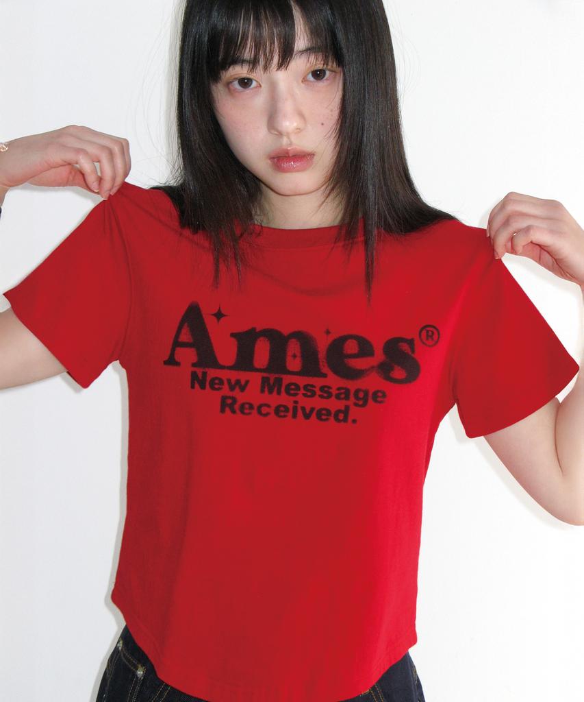 AMES-WORLDWIDE Красная укороченная футболка с круглым подолом