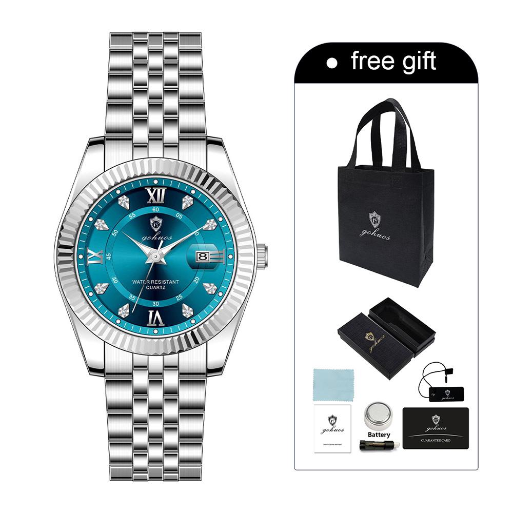 Gohuos 8804 Classic Men's Quartz Wristwatch and Accessories Stainless Steel Strap Waterproof Luminous Business Clock Daily Watch