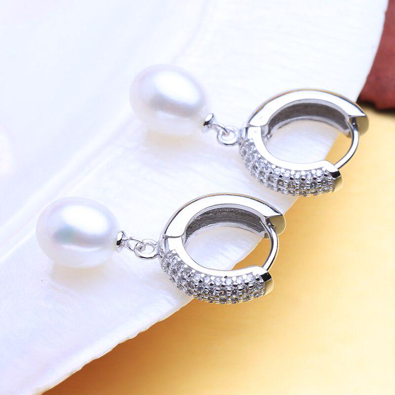 LSOOYH серьги-кольца с кубическим цирконием, ювелирные изделия с жемчугом, серьги с натуральным пресноводным жемчугом для женщин