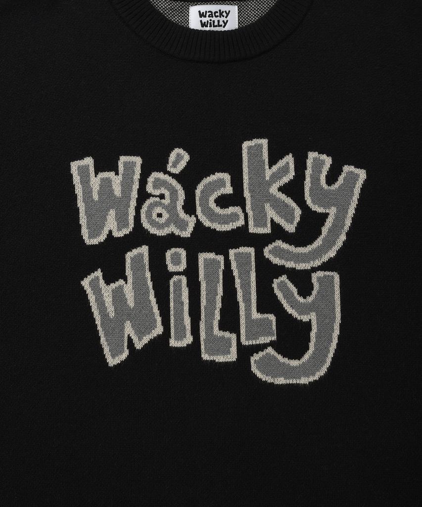 WACKY WILLY Typo Jacquard Knit Black